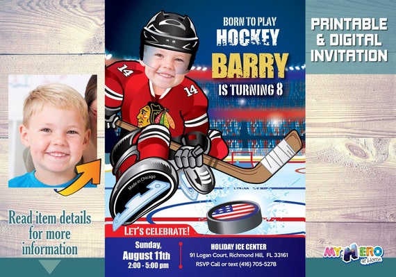 Chicago Blackhawks Invitation. Hockey Birthday Invitation. Chicago Blackhawks Birthday. Hockey Party Ideas. Chicago Blackhawks Party. 301 Il_570xn