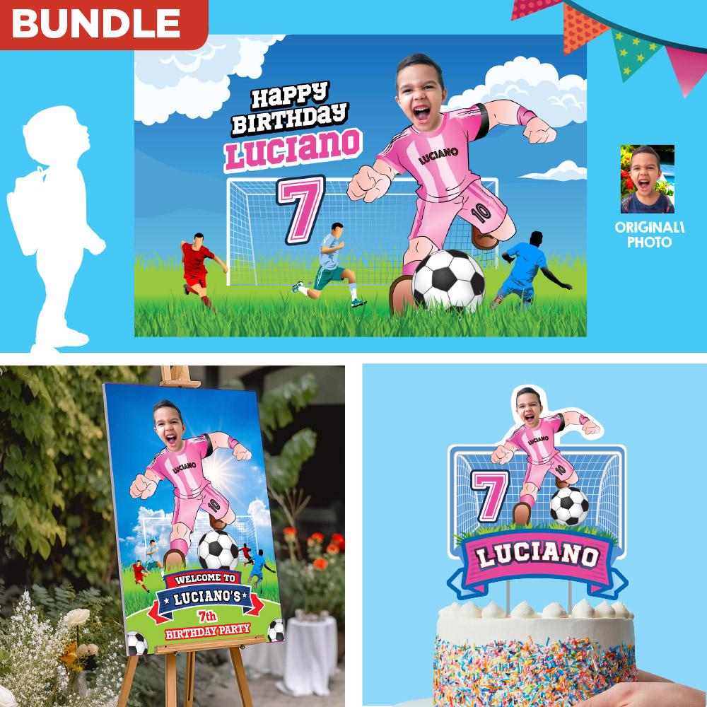 Messi Geburtstags-Deko-Set – Luftballons, Banner & Cake-Topper – Fußball-Partydekoration Für Kindergeburtstage