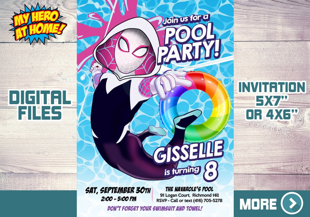 Modèle Gwen Stacy Pool Party, invitation à une fête Gwen Stacy Splash ...