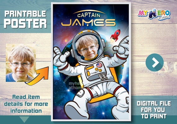 Astronaut Custom Poster. Turn your child into an Astronaut for his own unique Out of this world Poster. Astronaut Wall Decor. 358 Il_570xn