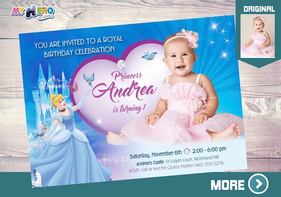 Cinderella 1st Birthday Invitation, Baby Cinderella Party Invitation, Cinderella thank you, Cinderella digital, Cinderella favor tags. 261 Il_570xn