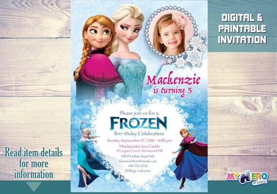 Frozen Birthday Invitation. Your girl is the star of her Invitation along with Elsa and Anna. Frozen Birthday Ideas. Frozen Party Ideas. 276 Il_570xn