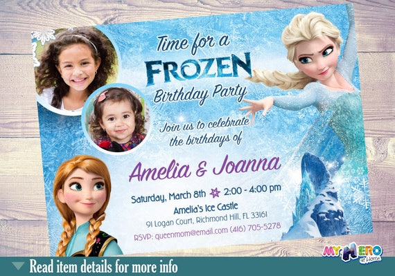 Frozen Birthday Invitation for 2 girls. Elsa and Anna Birthday Ideas. Frozen Sisters Birthday Invitations. Frozen Sisters Party Ideas. 277 Il_570xn