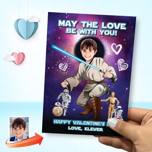 Carte Jedi de la Saint-Valentin avec photo, Star Wars sur le thème de la Saint-Valentin, carte numérique Jedi de la Saint-Valentin, Que l'amour soit avec vous, Saint-Valentin. 2238