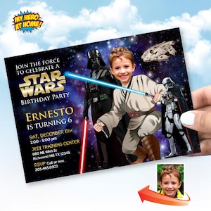 Star Wars Birthday Invitation with photo, Jedi party Invitation with photo, Star Wars invitation with photo, Jedi Birthday Invitation. 005