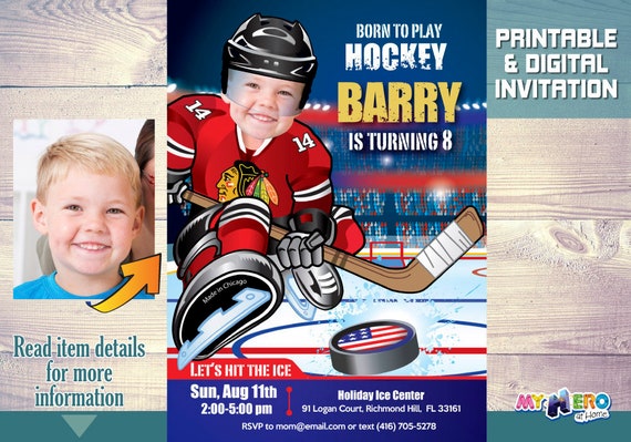 Chicago Blackhawks Invitation. Hockey Birthday Invitation. Chicago Blackhawks Birthday. Hockey Party Ideas. Chicago Blackhawks Party. 301 Il_570xn