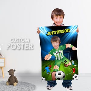 Printable Soccer gifts with kid as his favorite player, Personalized Soccer Print, Printable gifts of futbol soccer with photo. 2279PG