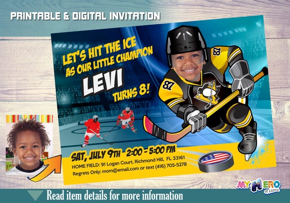 Pittsburgh Penguins Invitation. Ice Hockey Birthday Invitations. Pittsburgh Penguins Party Ideas. Pittsburgh Penguins Birthday. 306 Il_570xn