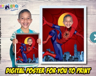 Spiderman fotoposter, Spiderman dekoration, Spiderman-tryck med foto, Spiderman-presenter, Spiderman väggdekor, Spiderman festdekor. 469