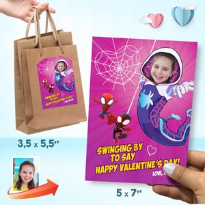 Tarjeta de San Valentín de Gwen Stacy, Gwen Stacy con temática de San Valentín, tarjeta de San Valentín con temática de Spidergirl, Spiderverse Ghost Spider Valentine. 2232C