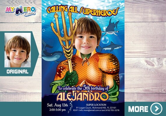 Aquaman Invitation. Aquaman Party. Turn your boy into Aquaman. Aquaman Costume. Aquaman Party Decor. Aquaman Birthday. Under the Sea. 188 Il_570xn