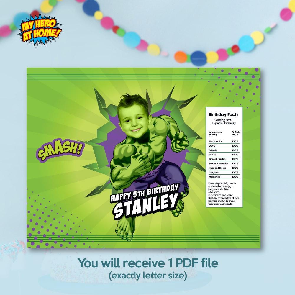 Hulk Labels Bundle Hulk Party Snacks Labels With Child as the Star: Drinks, Chips ...