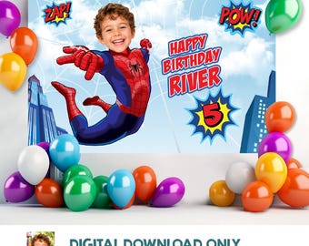 Spider-Man Backdrop Featuring Birthday Kid as the Star, Custom Spiderman Banner. 2492BB