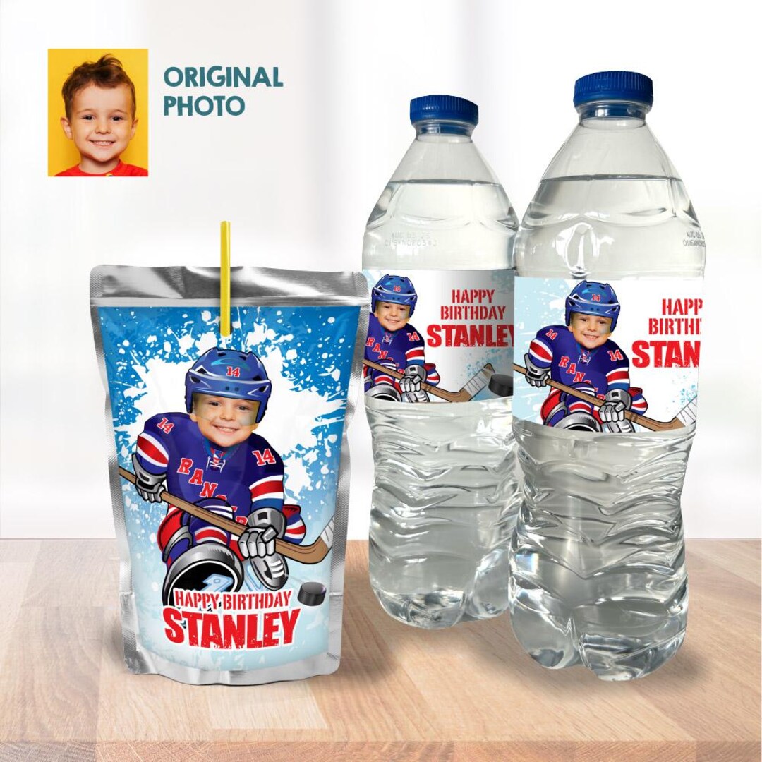 Hockey Water Wrappers With Photo, Rangers Water Labels, Rangers Themed ...