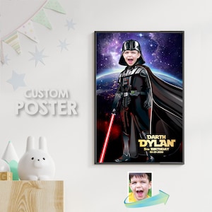 Convierta a su niño en un Jedi para su Afiche Personalizado de Star Wars. Afiche Personalizado de la Guerra de las Galaxias.