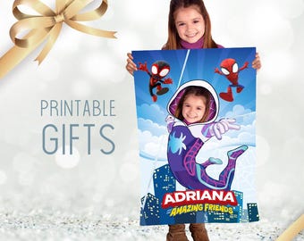 Printable Gwen Stacy Spidey gift, Ghost spider Gifts Prints with photo. 2165