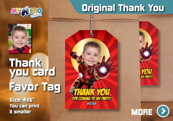 Iron Man Thank You, Ironman Favor Tag, Ironman Thank You Card, Avengers Thank You, Ironman party favors. 098TY Il_570xn