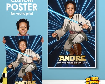 Personalized Star Wars Jedi Poster with kid as the star. (Digital Download) 357B