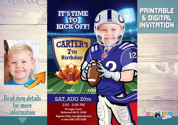 Indianapolis Colts Party. American Football Birthday. American Football Party Invitation. Indianapolis Colts Birthday Invitation. 403 Il_570xn