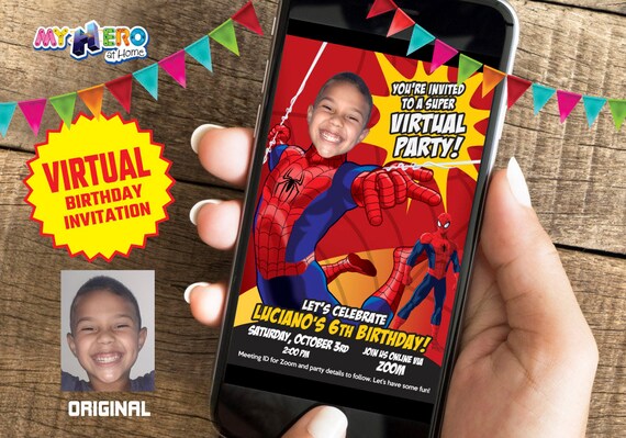 Spider-Man Digital Birthday Invitation. Spider-Man Virtual Party. Digital Spider-Man Invitation. Spider-Man Social Distance Birthday. 101CV Il_570xn