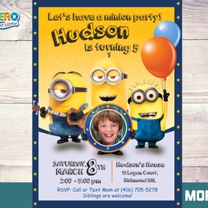 Minions Birthday Invitation, Minions Virtual Party, Minions Birthday Parade, Minions Digital Invitation, Minions Party Invite. 045
