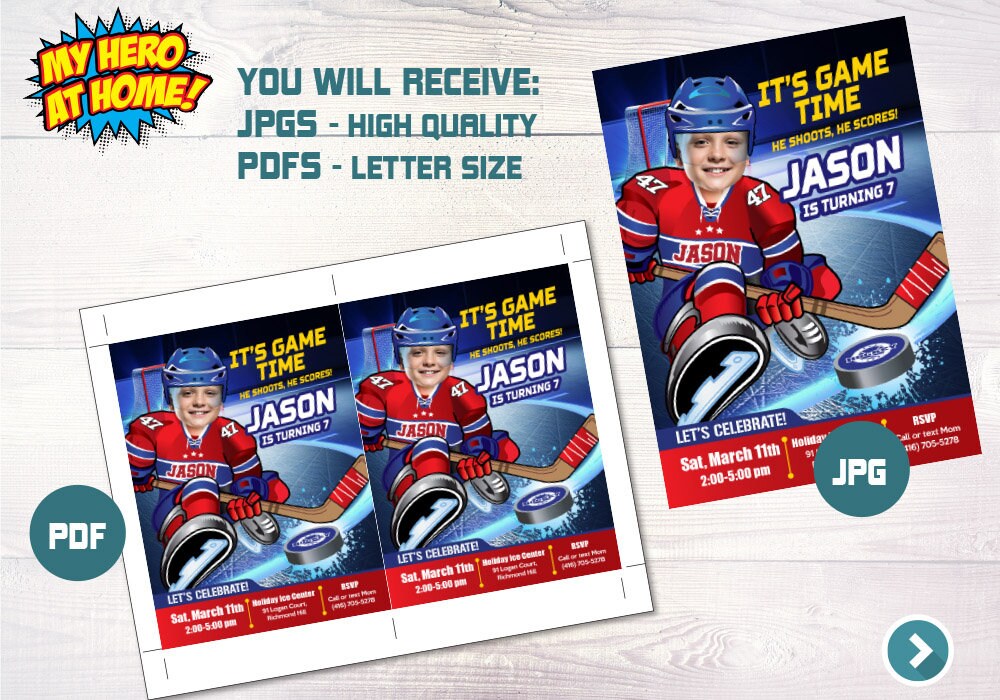 Hockey Invitation Hockey Photo Invitation Custom Hockey Etsy