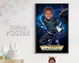 Custom Black Panther Poster featuring your kid as his favorite superhero. 529