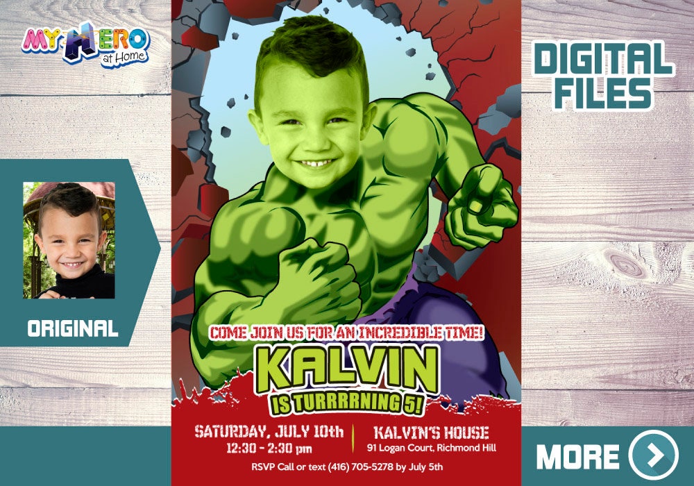 Hulk Birthday Invitation Hulk Digital Invitation Hulk Etsy Canada