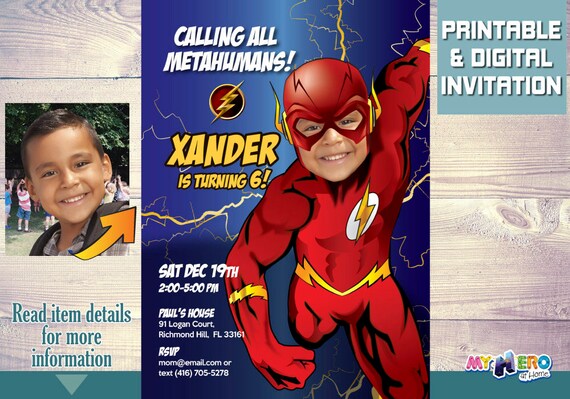 Turn your boy into The Flash for a unique Birthday Invitation. Flash Birthday Party Invitation. Flash Invitations. Flash Birthday Ideas. 151 Il_570xn