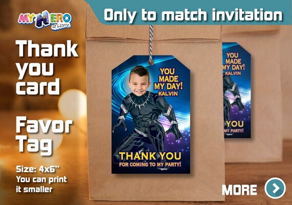 Matching Black Panther Thank You for Coming, Black Panther Favor Tag, Black Panther Thank You Card, Black Panther Party favors. 161B Il_570xn