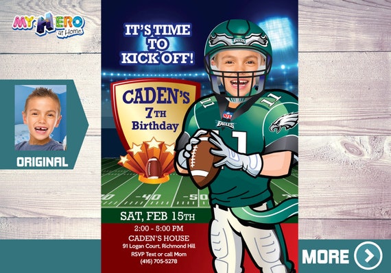 Philadelphia Eagles Party. American Football Birthday. American Football Invitation. Philadelphia Eagles Birthday Invitation. 345 Il_570xn