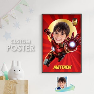 Iron Man Photo Poster, Ironman Gifts with photo, Custom Iron Man Decoration, Iron Man Backdrop. Custom Ironman Poster with photo. 098PG