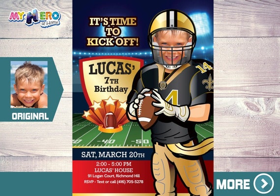 New Orleans Saints Party. Football Party Invitation. American Football Birthday Ideas. New Orleans Saints Birthday Invitation. 323 Il_570xn