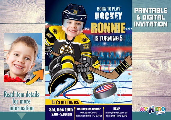 Boston Bruins Invitation. Boston Bruins Party Ideas. Boston Bruins Birthday. Hockey Party. Boston Bruins Game Party. 324 Il_570xn