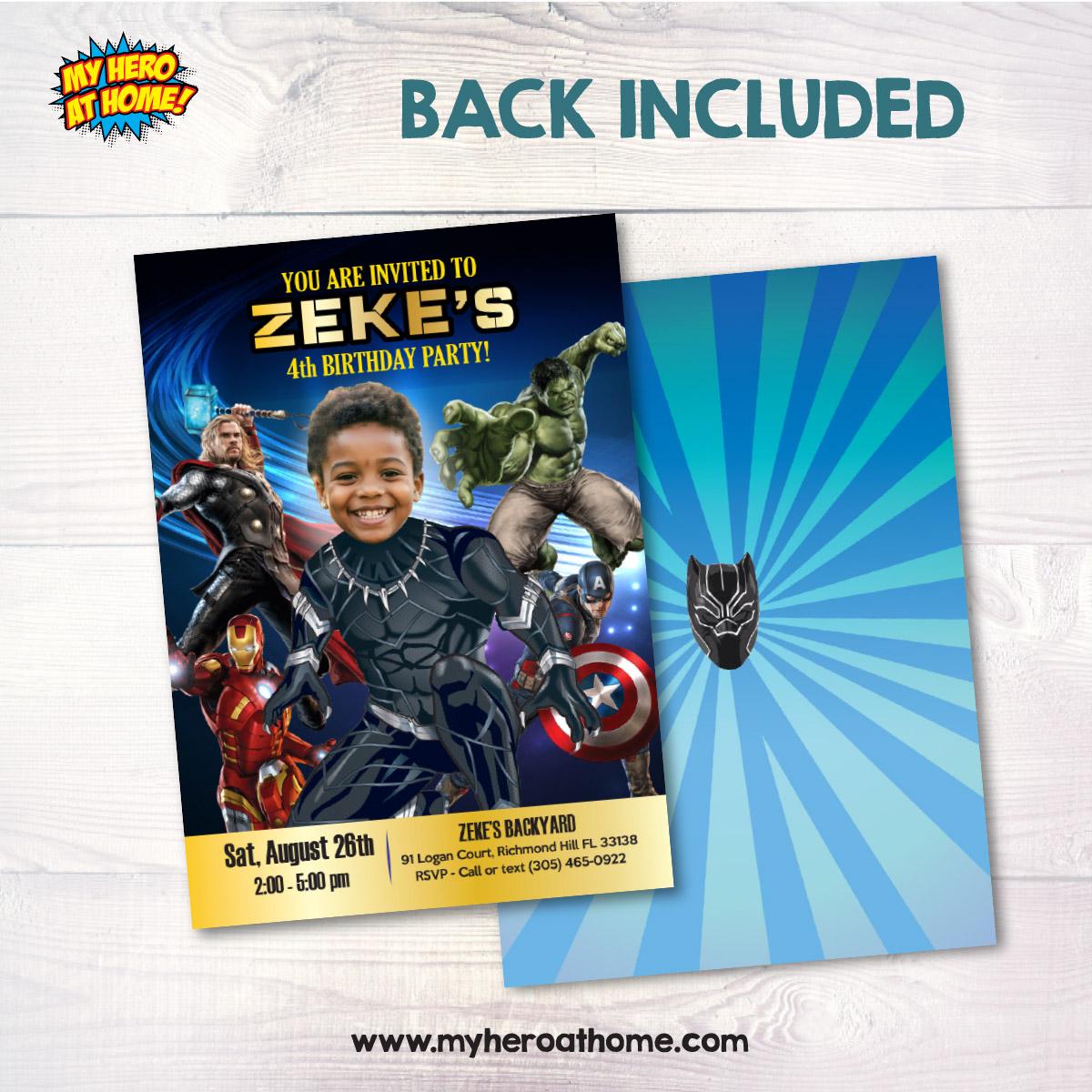Superheroes Black Panther Birthday Party Invitation Featuring Kid