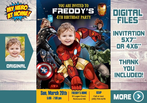 Iron Man Avengers Party Invitation, Iron man themed Birthday, Ironman Digital, Ironman Party, Iron Man thanks, Ironman party favors. 099C Il_570xn