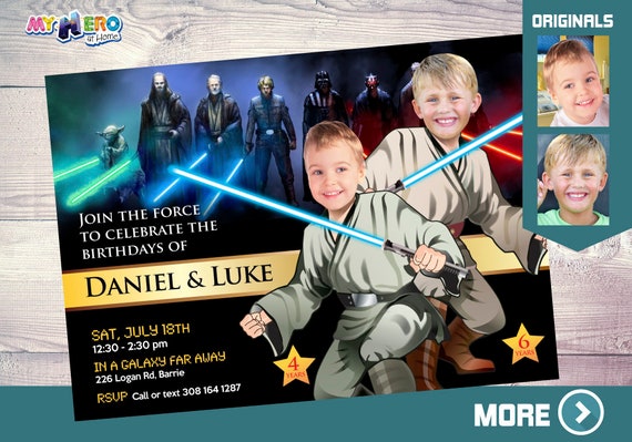 Joint Star Wars Invitation, Joint Jedi Party Invitation, Star Wars Siblings Party, Jedi Siblings Party, Turn your children into Jedi. 026 Il_570xn