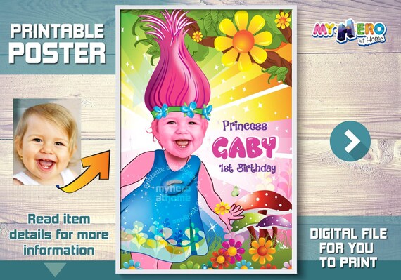 Trolls Custom Poster. Turn your little girl into Princess Poppy for her own unique Trolls Poster. Princess Poppy Poster. 372 Il_570xn