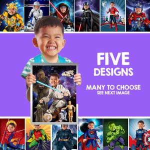Five Superheroes printable Gifts with child as the star, 5 prints Superheroes gifts. 2208