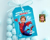 Custom Spiderman Valentines tags with child as the star, Valentine Spider-verse cards. 2393