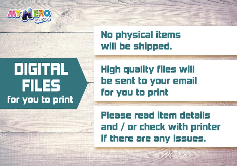 Puede incluir: Un aviso de descarga de archivos digitales con el texto "ARCHIVOS DIGITALES para que los imprimas t&uacute; mismo". El aviso tambi&eacute;n indica que no se enviar&aacute;n art&iacute;culos f&iacute;sicos, que se enviar&aacute;n archivos de alta calidad a tu correo electr&oacute;nico para que puedas imprimirlos, y que debes leer los detalles del art&iacute;culo y/o consultar con tu impresora si hay alg&uacute;n problema.