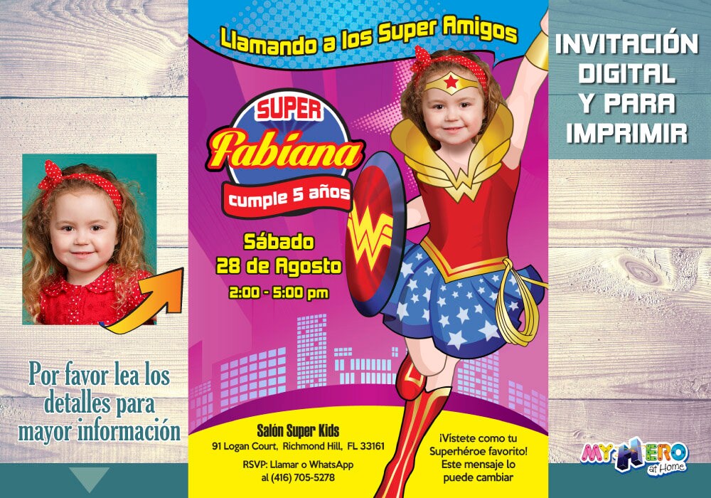 Invitación de Cumpleaños de la Mujer Maravilla Ideas para Etsy Invitación de Cumpleaños de la Mujer Maravilla Ideas para Etsy