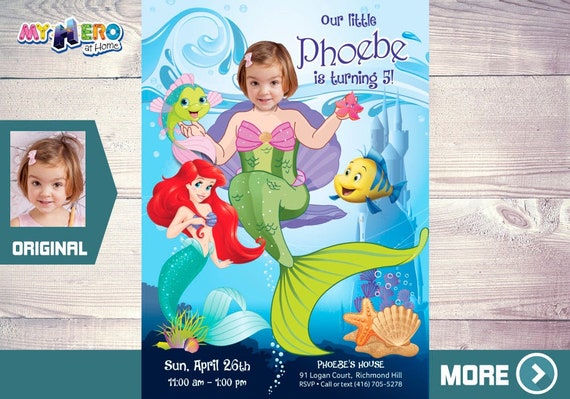 Little Mermaid Invitation. Little Mermaid Party. Little Mermaid Theme Party. Mermaid Birthday. Fiesta tema Sirenita. Mermaid Invitation. 239 Il_570xn