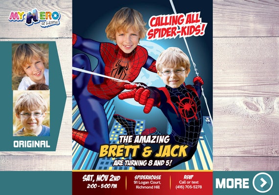 Spider-Man Siblings Invitation. Peter Parker and Miles Morales Invitation. Spiderman Siblings Birthday. Joint Spider-Verse Birthday. 402 Il_570xn