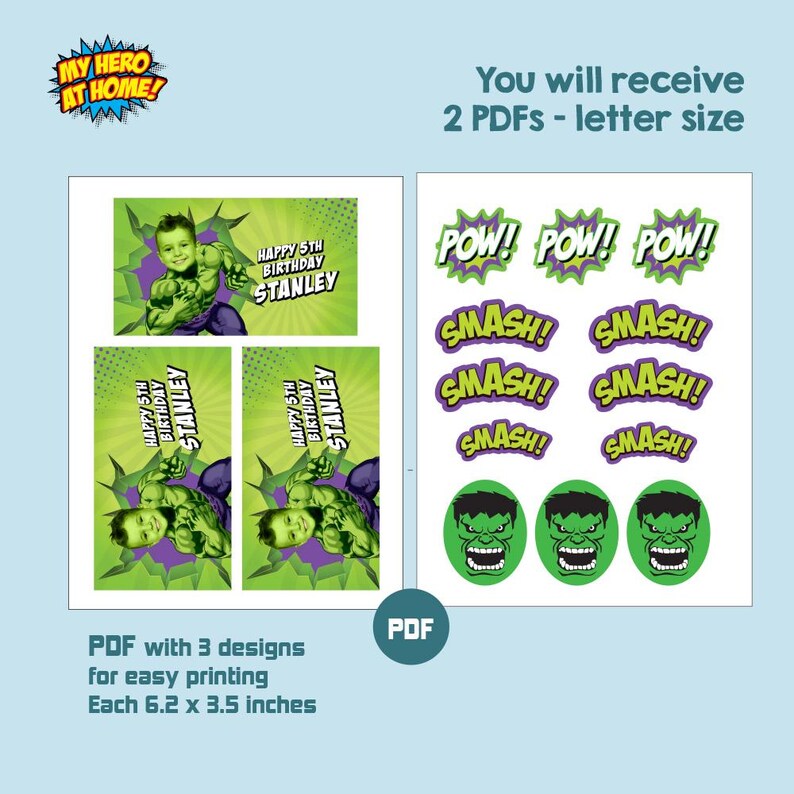 Hulk Labels Bundle Hulk Party Snacks Labels With Child as the Star: Drinks, Chips ...