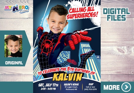 Miles Morales Party Invitation, Miles Morales Birthday Invitation, Miles Morales Digital, Miles Morales Theme party. 399 Il_570xn