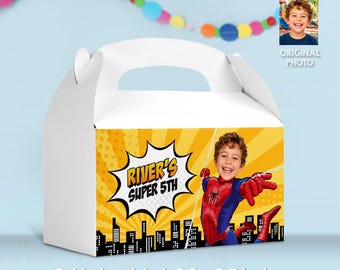 Personalized Spider-Man Comic Style Gable Box Featuring Birthday Kid as the Star. 2492GB3