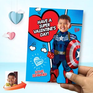 Captain America Valentinstagskarte mit Foto, Valentinstag Digital Karte von Captain America, Valentinstag Kinderkarte von Captain America. 2243C