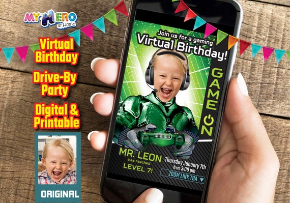 Video Gamer Virtual Birthday Invitation, Gamer Birthday Invitation, Game On Party, Calling all Gamers Party, Video Games Party. 432CV Il_570xn