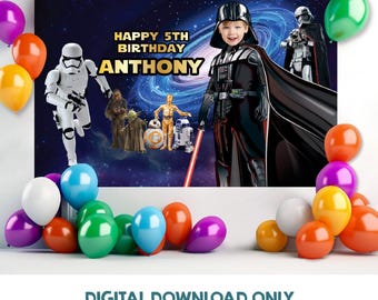 Custom Darth Vader Party Backdrop with featuring birthday kid as the star. 2256BB